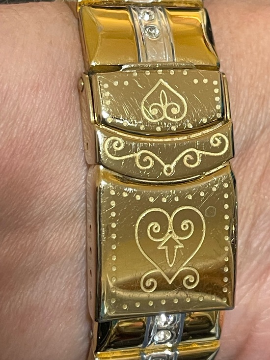 Brighton Two-Tone Gold and Silver Crystal Heart Accent Women\'s Watch